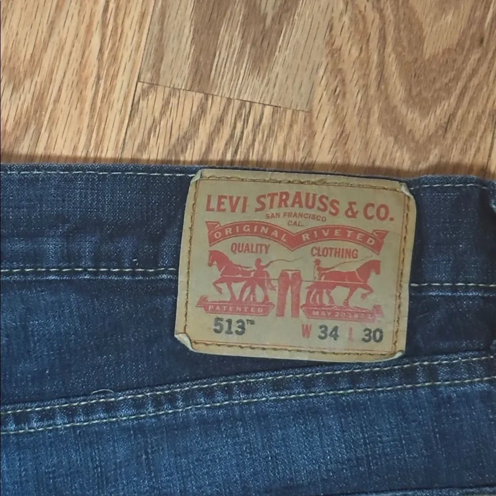 Levi’s 513 Men’s Slim Straight Cotton Blue Jeans, 34 x 30